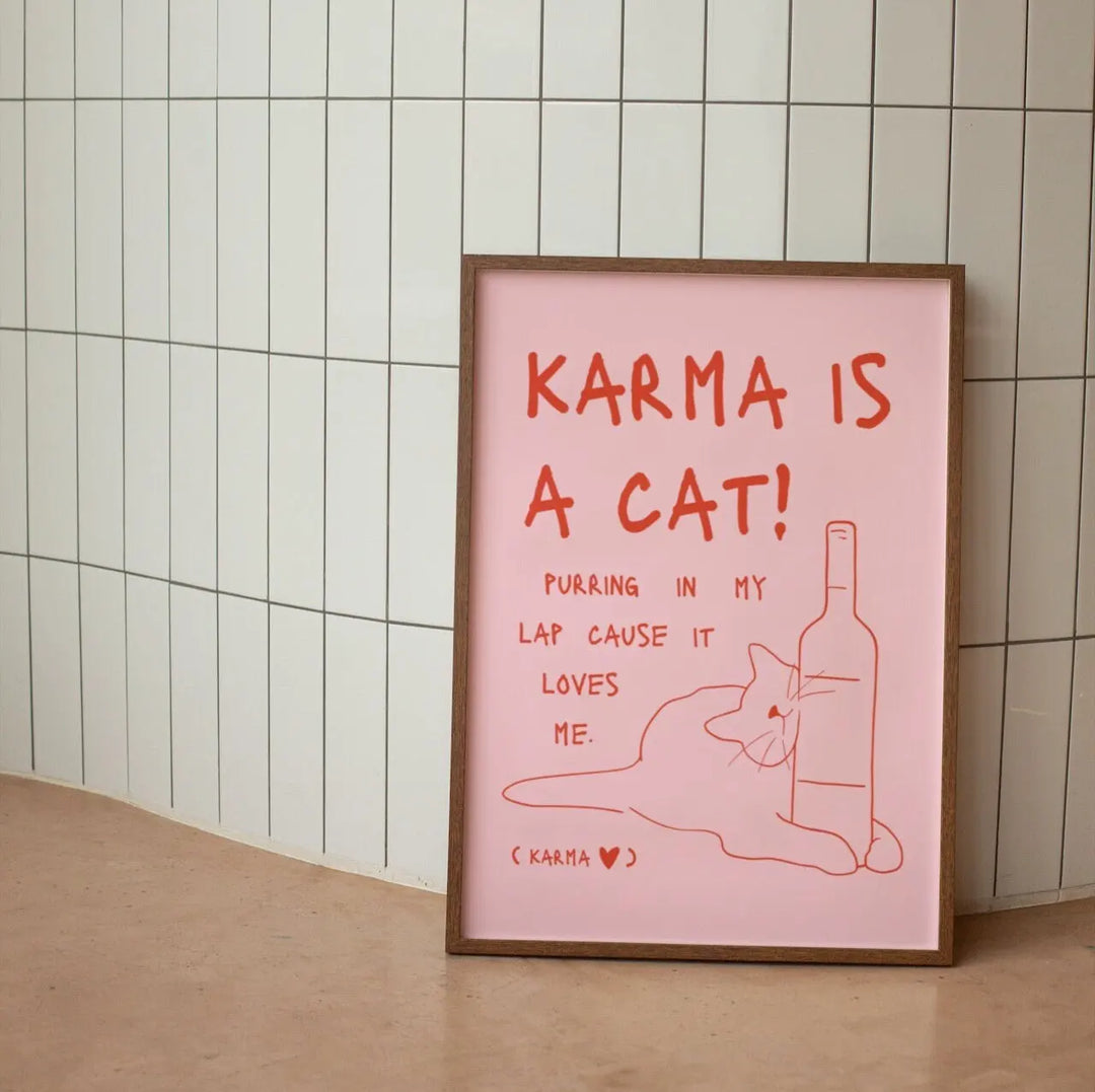 Black Cat Wall Art Red Orange Canvas Print Waterproof