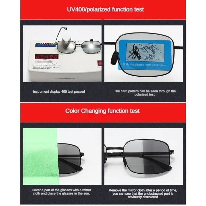 Polarized Folding Sunglasses 2 Pack Dual Use Driving Day Night color Changing Square Frame Spring 2026 Trend