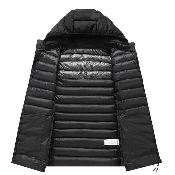 Warm Men’s Sleeveless Vest - Quilted Hood, Cotton Poly