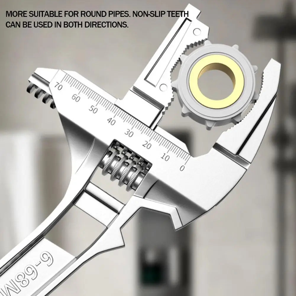 Adjustable Pipe Wrench &amp; Nut Key - 6-68mm Home Tools for Bathroom Repair, Multi-functional Spanner