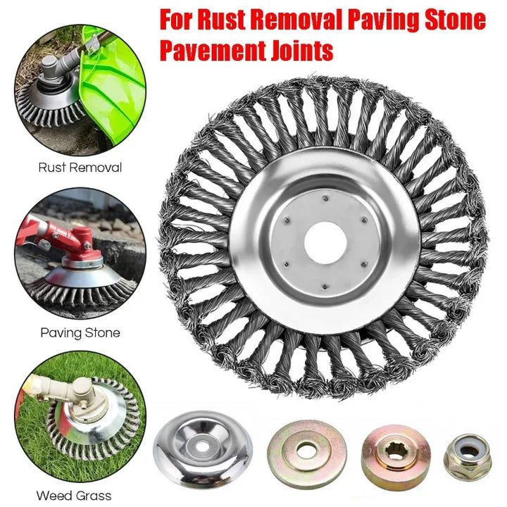 Universal Steel Wire Brush Trimmer Head - 6/8inch Garden Tool for Grass &amp; Lawn Care