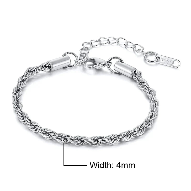 Stainless Steel Rope Chain Bracelet Twisted Singapore