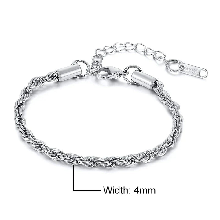 Stainless Steel Rope Chain Bracelet Twisted Singapore
