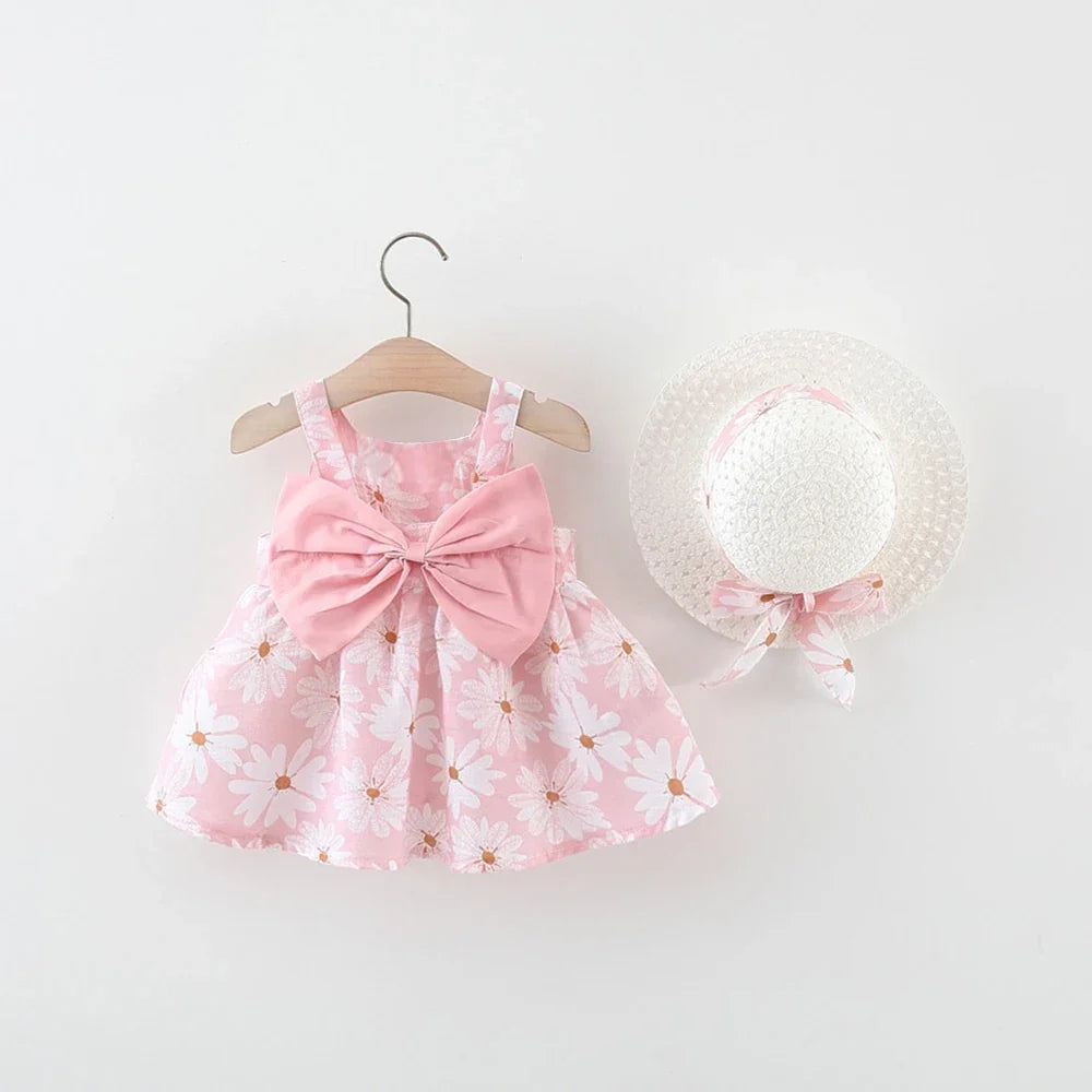 Soft baby girl dress – floral a-line, flowy cotton-polyester, for summer beach party