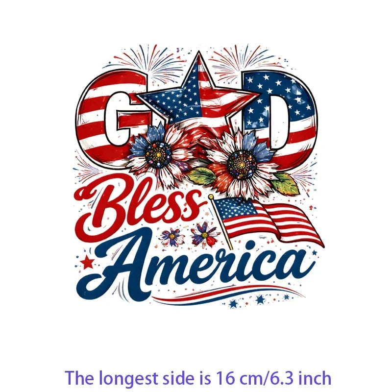 Iron On Patches USA Flag Bald Eagle Heat Transfer Set Patriotic 4th Of July DIY Clothing Decor 2026