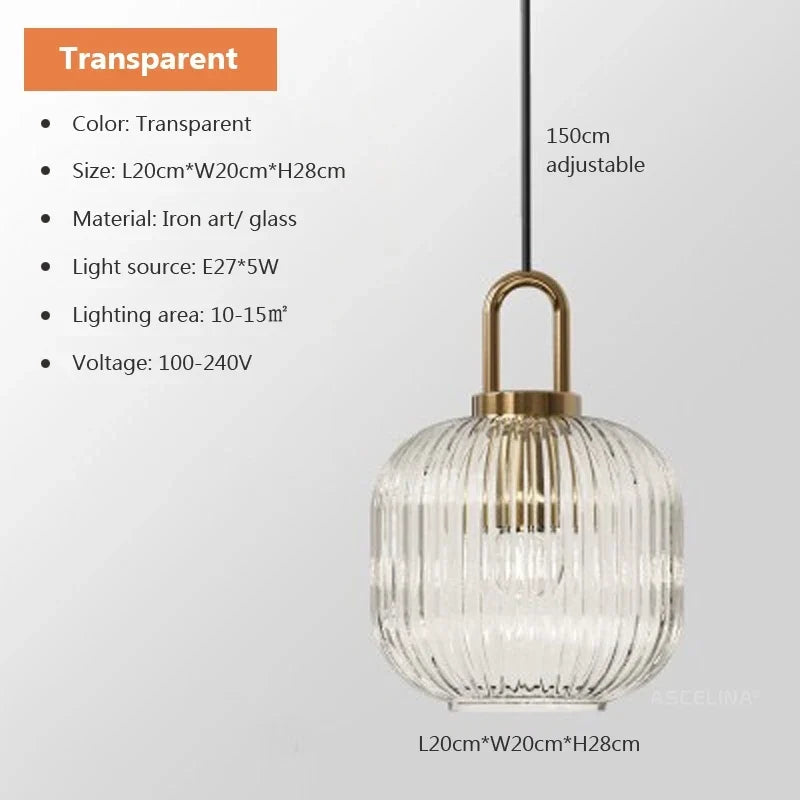 Japandi Glass Pendant Light Japanese Nordic Hanging Lamp Warm