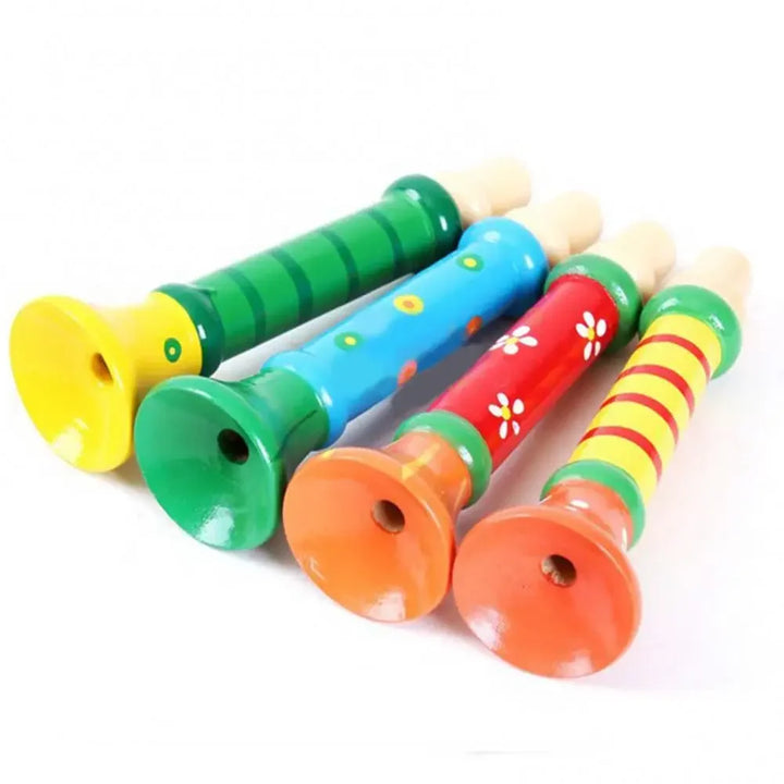 Wooden Trumpet Toy Horn Whistle - Musical Instrument for Kids, Early Educational Montessori Sound Training