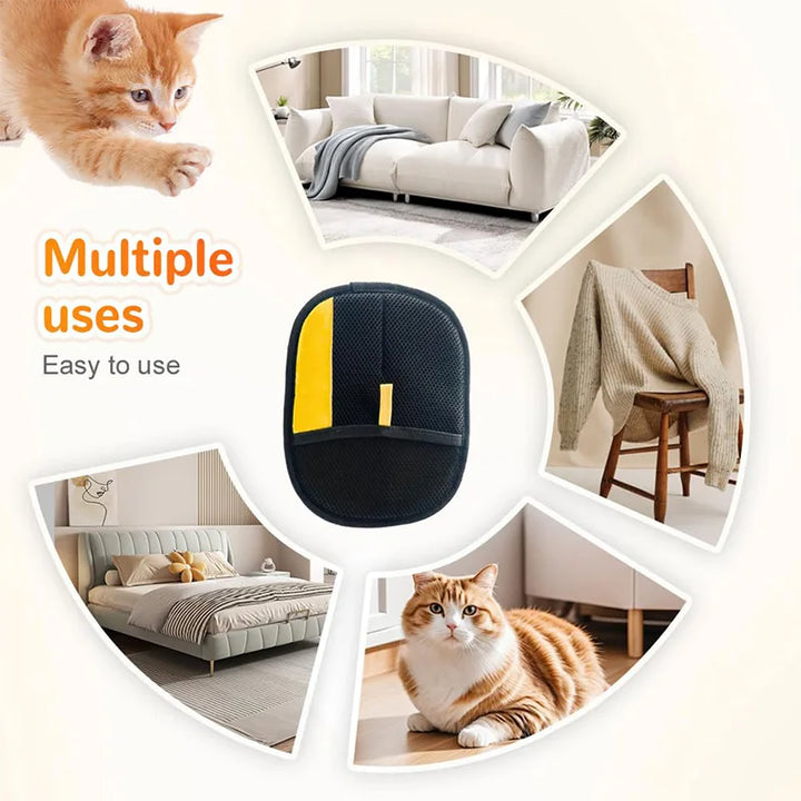 Double-Sided Pet Grooming Glove – Removes Hair from Furniture and Coat, Cats and Dogs