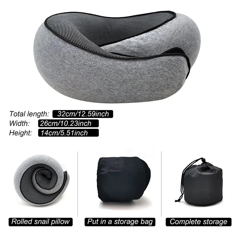 Memory Foam Travel Neck Pillow U Shaped Snail Style Portable Ergonomic Support For Summer Travel 2026 Cotton Cover