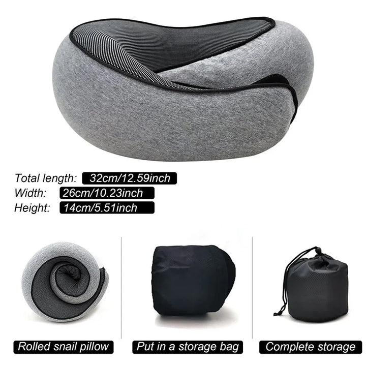 Memory Foam Travel Neck Pillow U Shaped Snail Style Portable Ergonomic Support For Summer Travel 2026 Cotton Cover