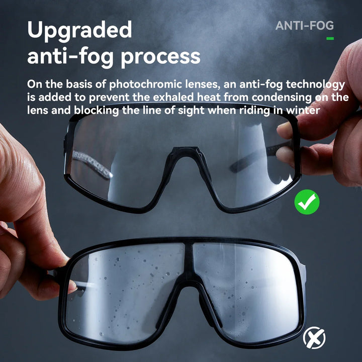 Cycling Sunglasses Polarized UV400 Anti-Fog Photochromic Outdoor Eyewear All-Season Non-Slip Unisex
