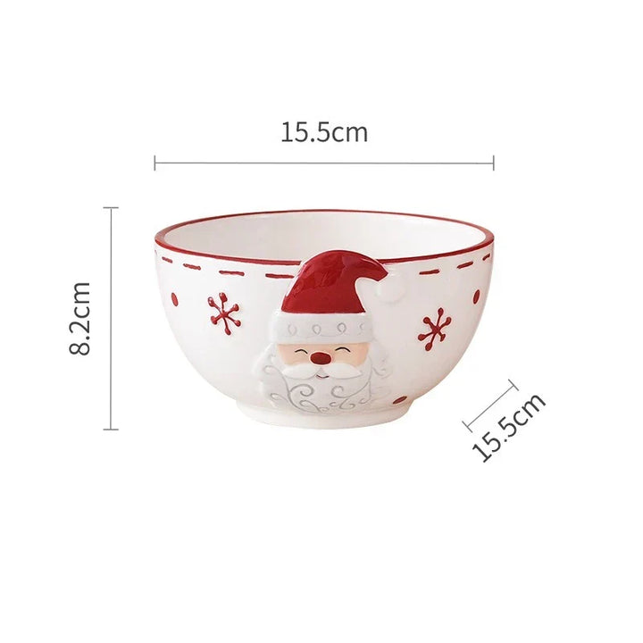 Christmas Ceramic Santa Bowl Nordic Holiday Breakfast Bowl