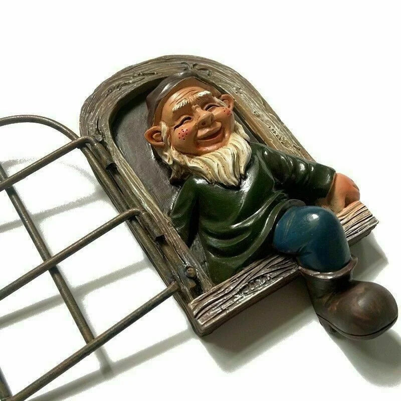Garden Gnome Resin Statue Naughty Elf Window Hugger Fairy Tale Garden Decor Fall 2026 Gift Idea