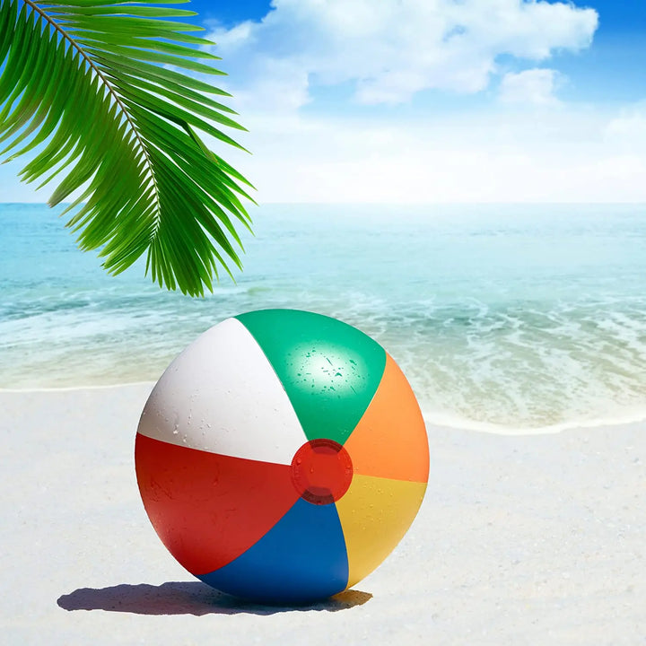 colourful Inflatable Beach Balls Set of 3, 23cm Diameter, Durable PVC for Pool and Beach Fun, Ideal for Kids Aged 3 and Up