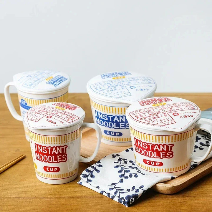 Instant Noodle Bowl Ceramic With Handle And Lid Large