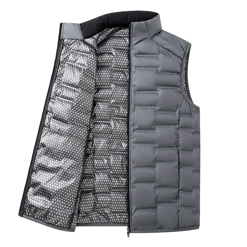 Warm Cozy Men’s Down Vest - Stand Collar, Duck Down, Winter