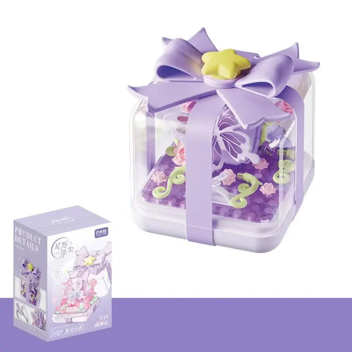 Plastic Building Block Flower Ring Box - DIY Decoration for Kids, Safe ABS Material