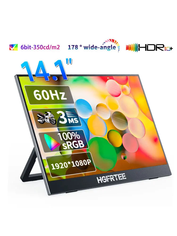 Portable 14.1 Inch 1080P IPS Gaming Monitor With Stand