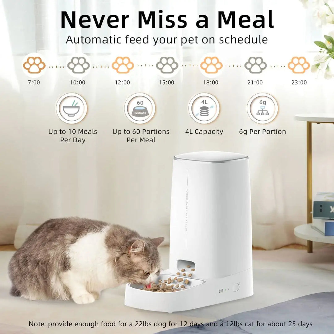Automatic Cat Feeder Smart WiFi Dispenser 4L Remote Control For Cats Dogs Dry Food Accessories