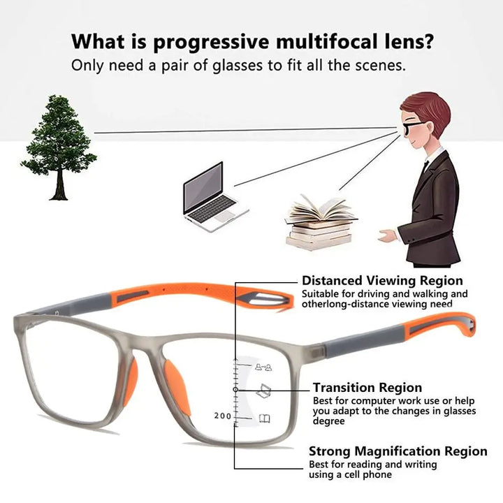 Anti-Blue Light Reading Glasses - Progressive Multifocal Eyewear, Ultra Light Frame, Back To School 2026