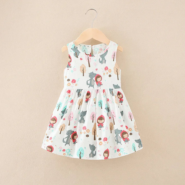 Soft girls’ dress - sleeveless a-line, assorted prints and patterns, cotton, for summer wear