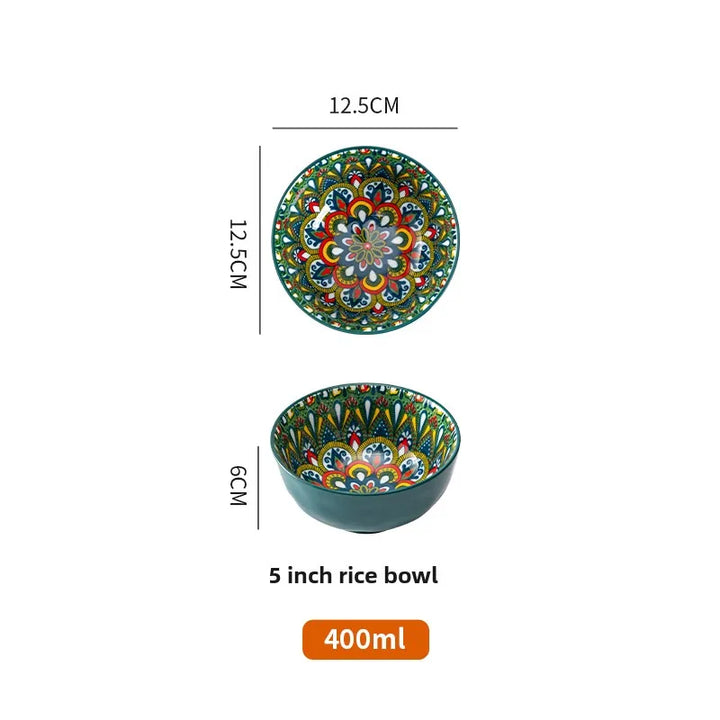 Bohemian Ceramic Rice Bowl Retro Noodle Bowl Kitchen Gift