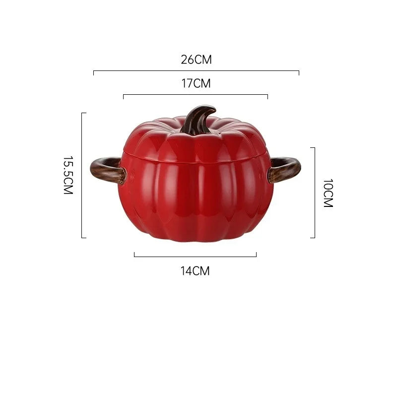 Ceramic Soup Pot Pumpkin Lid Porcelain Large Fall 2025