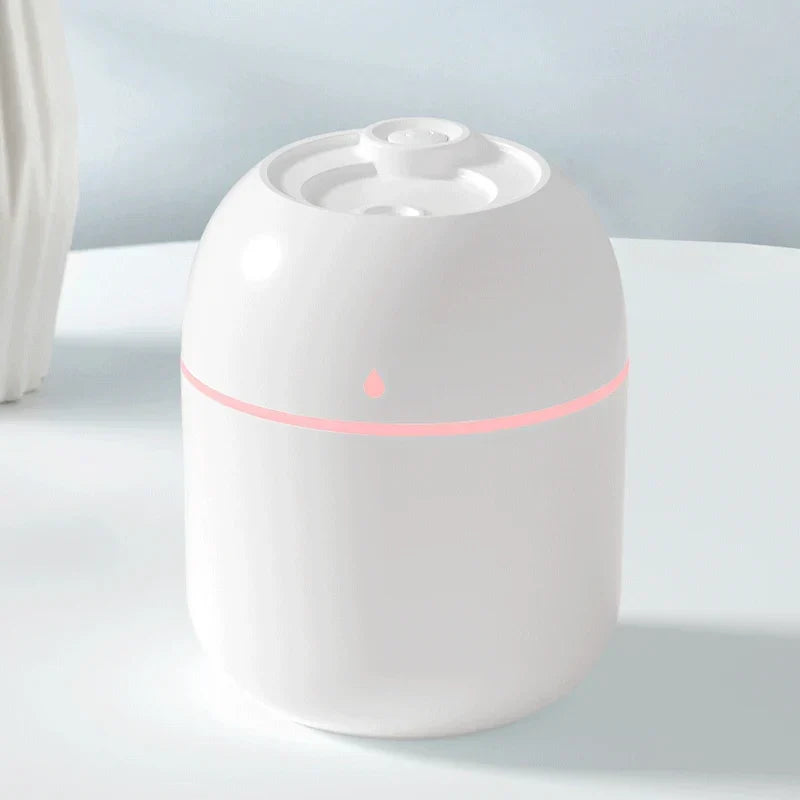 Portable USB Ultrasonic Air Mini Humidifier Diffuser with LED Lamp - Car Purifier Aroma Mist Maker for Home &amp; Travel