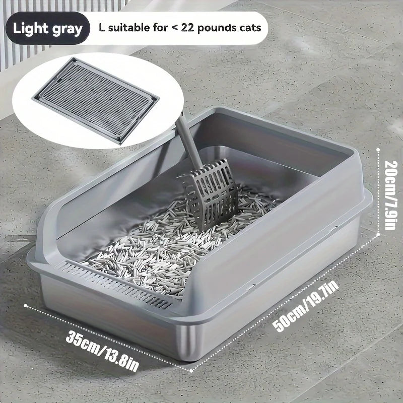 KEMORELA Extra Large Stainless Steel Cat Litter Box – Semi-Enclosed Leak-Proof High-Sided with Mat 2026