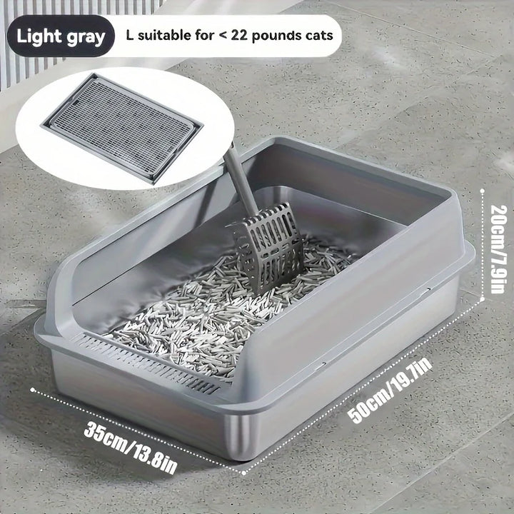 KEMORELA Extra Large Stainless Steel Cat Litter Box – Semi-Enclosed Leak-Proof High-Sided with Mat 2026