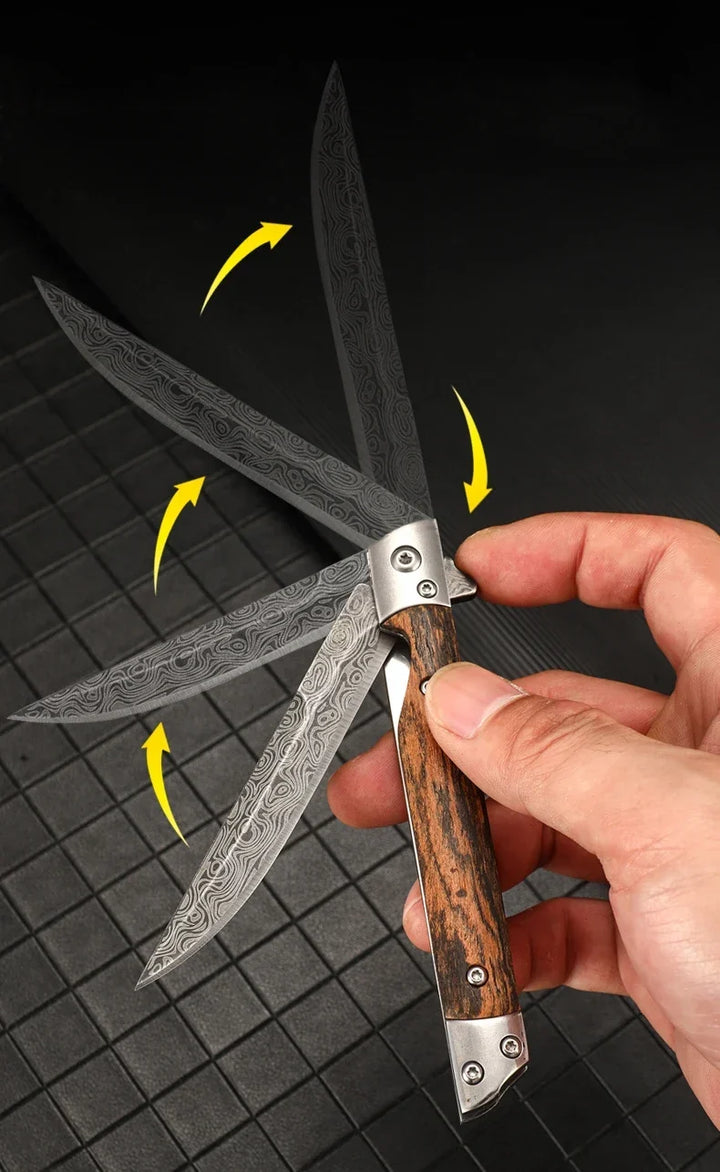 Damascus Pattern Folding Pocket Knife Stainless Steel – Outdoor Camping Multi-Purpose EDC 2026