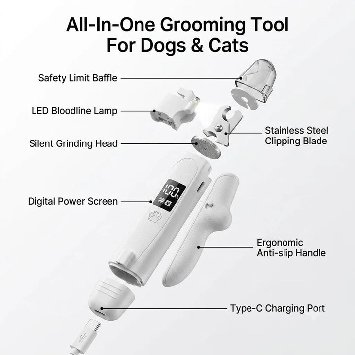 2-in-1 Pet Nail Clipper &amp; Grinder with LED Blood Line Light – USB-C Rechargeable Dog Cat Trimmer 2026
