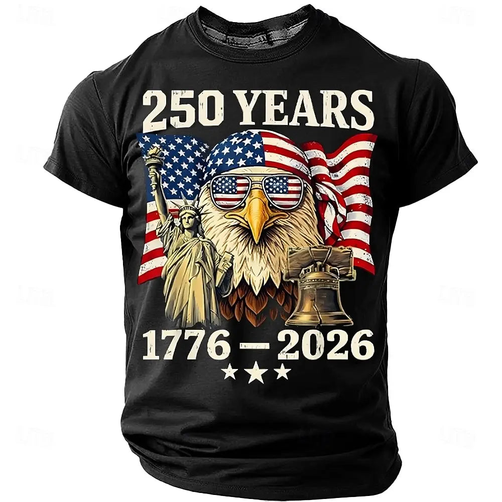 Soft unisex graphic tee - distressed flag print, 250-year design, durable cotton, casual everyday wear