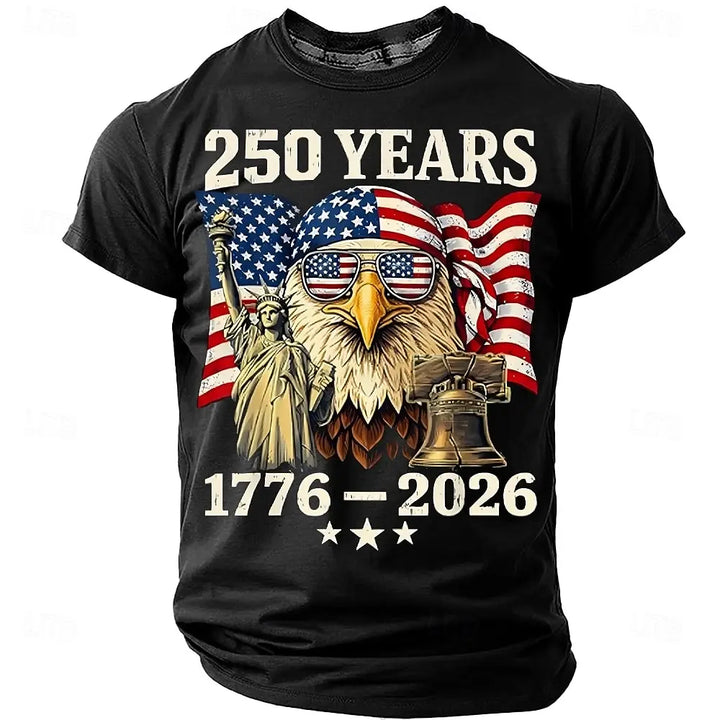Soft unisex graphic tee - distressed flag print, 250-year design, durable cotton, casual everyday wear