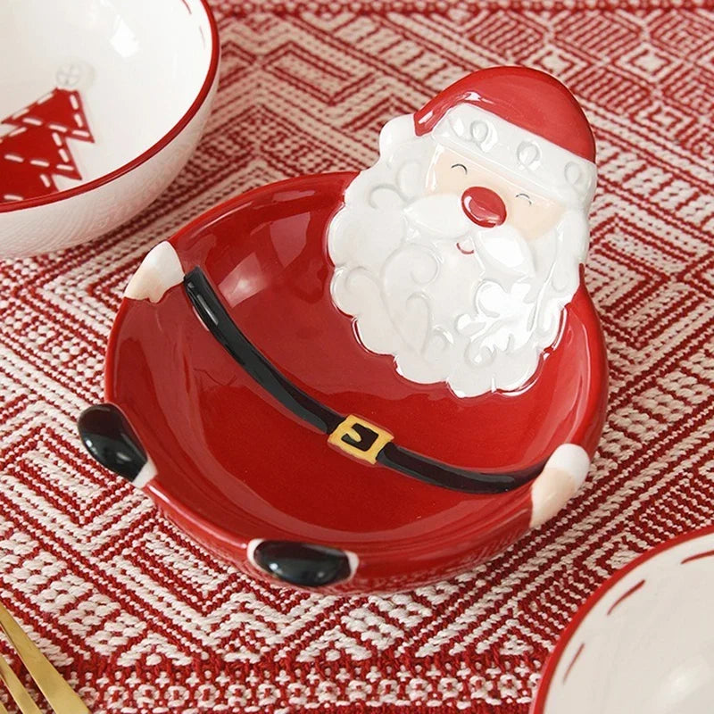 Christmas Ceramic Santa Bowl Nordic Holiday Breakfast Bowl