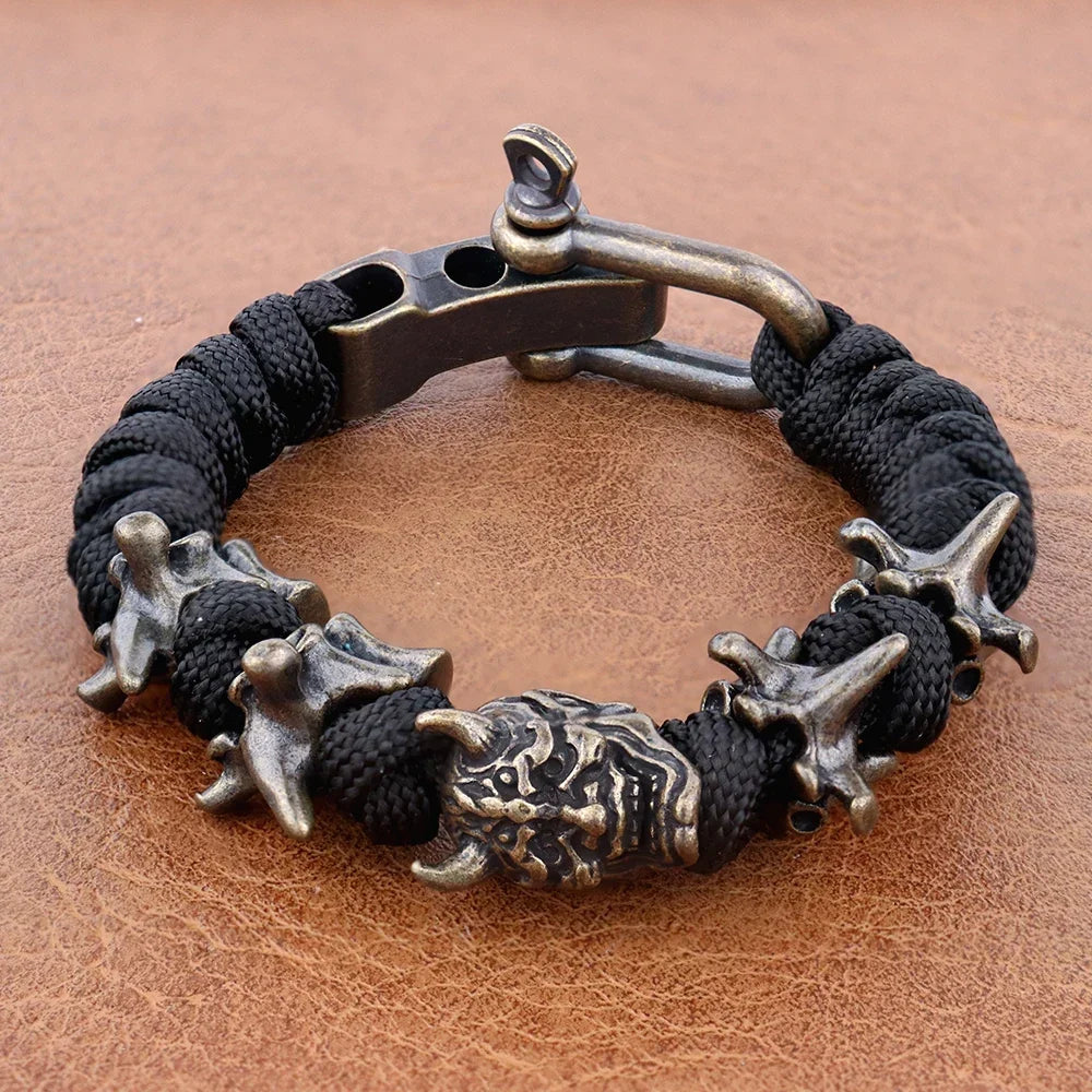 Skull Paracord Bracelet Gothic Wristband Halloween 2026 Gift Idea Adjustable Braided jewelry