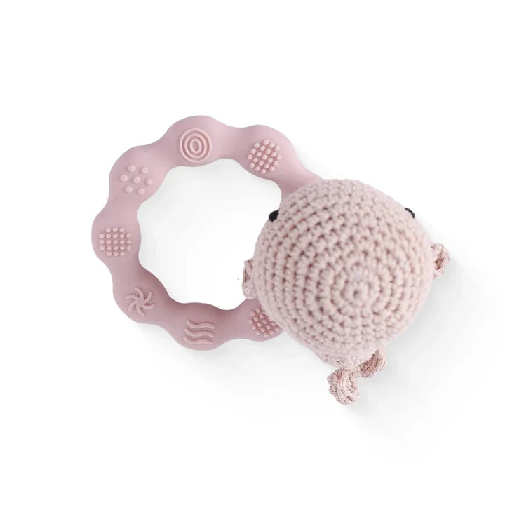 Crochet Bear Teether Rattle Ring Newborn Sensory Toys