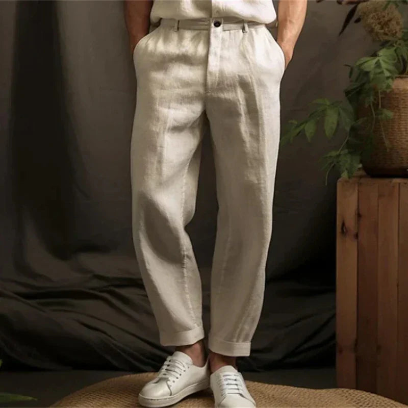 Spring Summer Casual Linen Pants for Men - Breathable Loose Fit Vintage Straight Pants