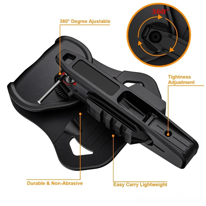 Nylon Pistol Belt Holster - Universal Fit for Double Stack 9mm Handguns, Airsoft and Outdoor Carry