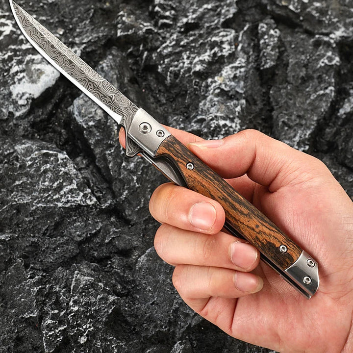 Damascus Pattern Folding Pocket Knife Stainless Steel – Outdoor Camping Multi-Purpose EDC 2026