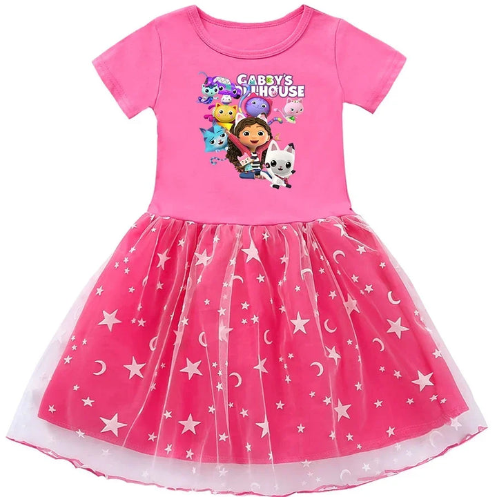 Lightweight Girls’ Dress – Princess-Style, Flowy, Mid-Calf Length, Cotton, For Party Wear