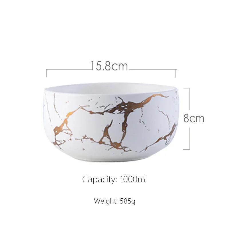 Marble Ceramic Bowl Set Nordic Tableware Minimalist