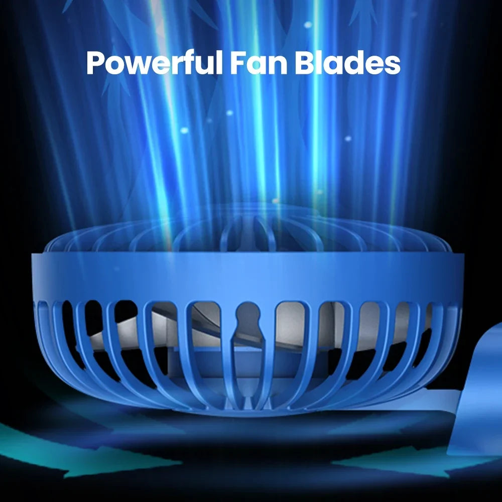 2400mAh/5000mAh Mini Portable Fan USB Rechargeable 3 Speeds, Handheld Pocket Fan with Lanyard &amp; Base, Foldable Desk Fan