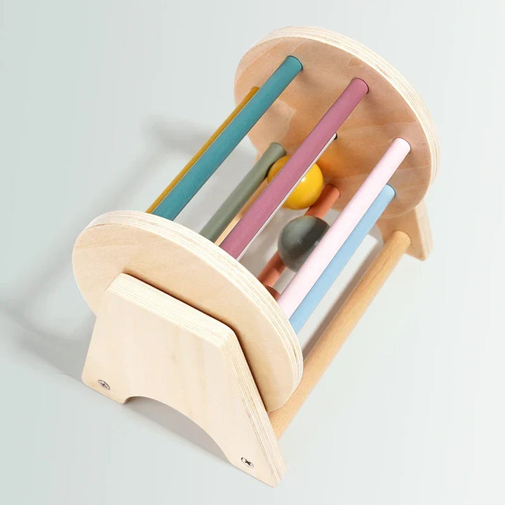 Montessori Wooden Busy Drum Newborn Sensory Toys Learning