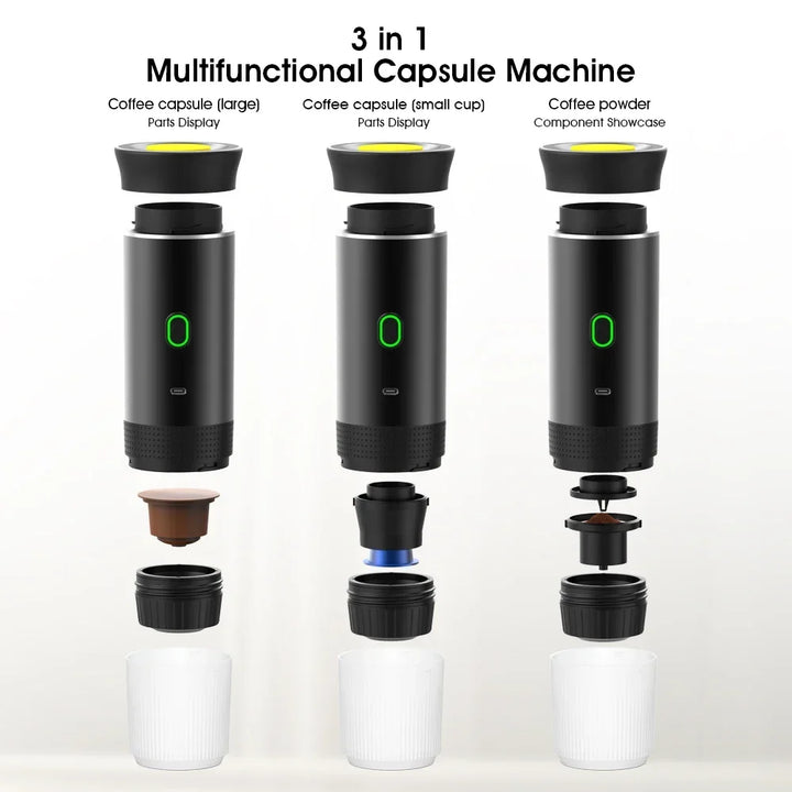 Wireless Electric Portable Espresso Coffee Machine - 3-in-1 Travel Coffee Maker for Car &amp; Home