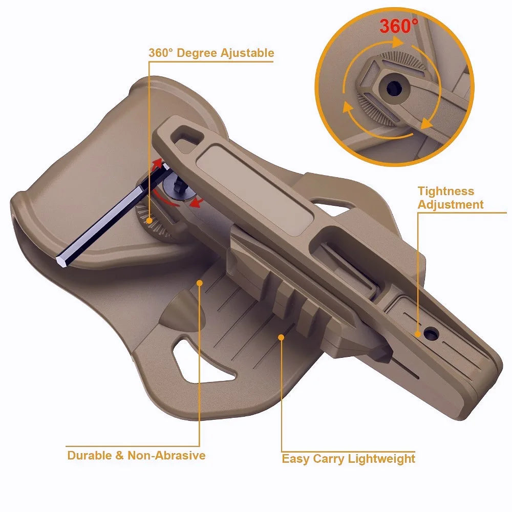 Nylon Pistol Belt Holster - Universal Fit for Double Stack 9mm Handguns, Airsoft and Outdoor Carry