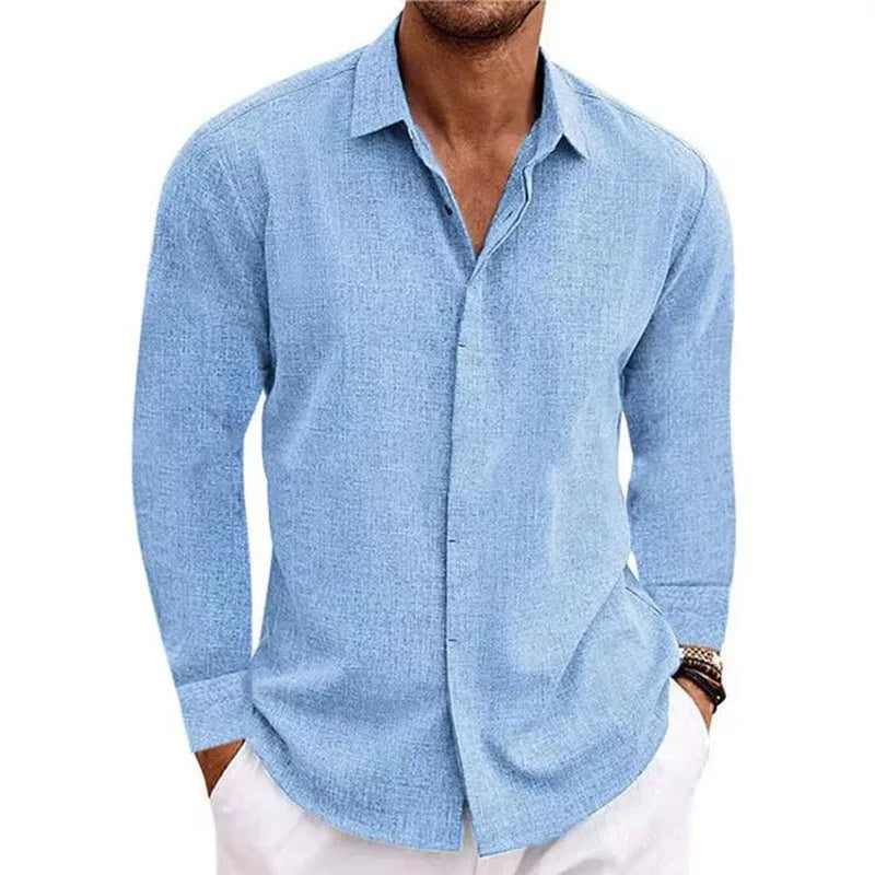 Men’s Long Sleeve T-Shirt – Loose Solid color Casual Top for Plus Size Fashion