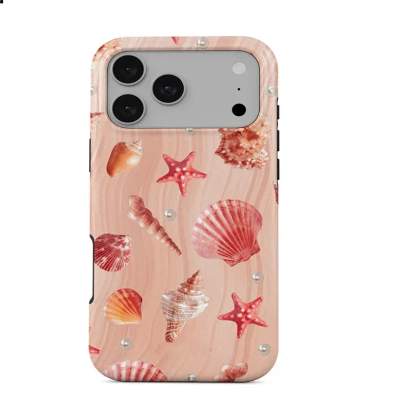 Tropical Ocean Double-Layer iPhone Case - PC TPU Cartoon Design Washable Cover for iPhone 11 to 17