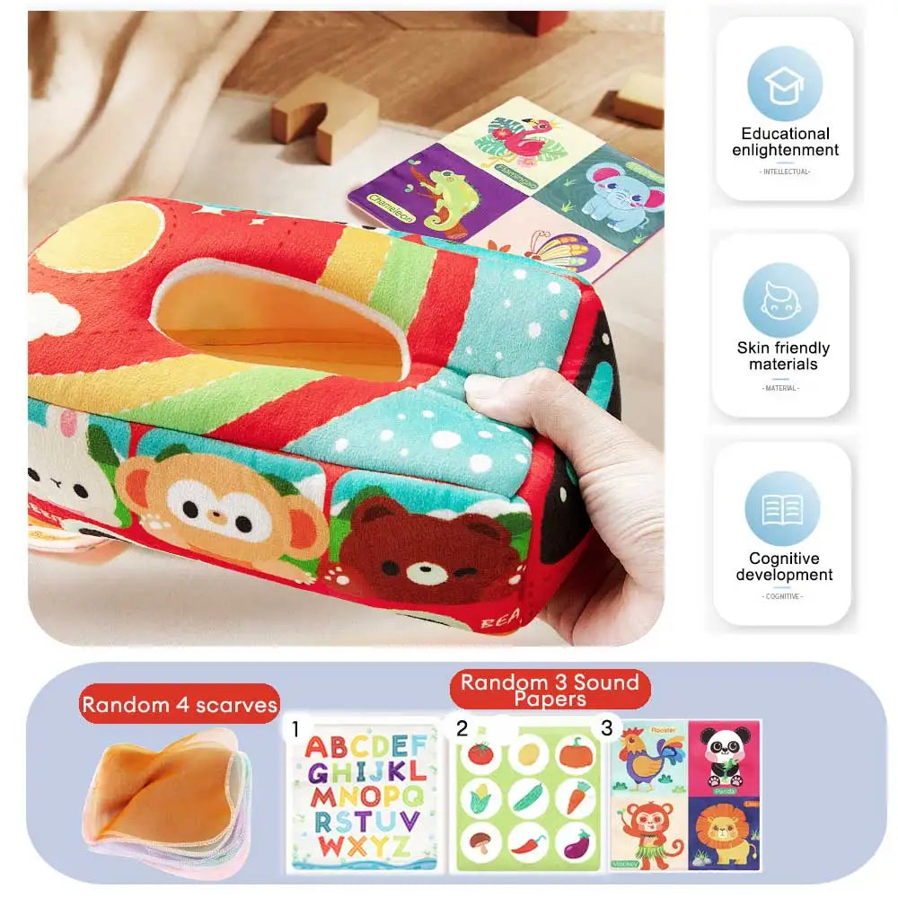 Montessori Cloth Tissue Box Toy Newborn Sensory Toys