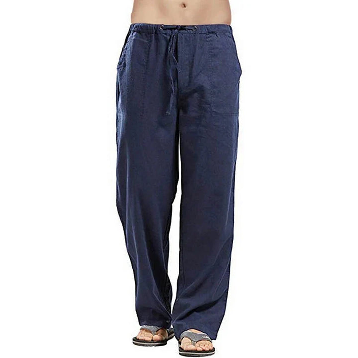 Solid color Multi-Pocket Linen Men Pants - Casual Breathable Summer Pant, Large Size
